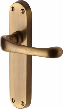Click Here To Enlarge This Photo Of V6060-AT Heritage Brass Door Handle Lever Latch Gloucester Design Antique Brass Finish