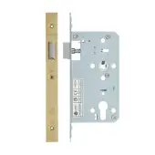 VDL0060-L-PVDSB - Zoo Hardware Vier DIN Latch 60mm Backset with 2pc Square Forend - PVD Satin Brass Finish