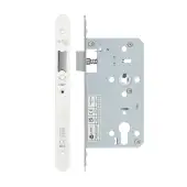 VDL0060-L-R-PCW - Zoo Hardware Vier DIN Latch 60mm Backset with 2pc Radius Forend - Powder Coated White Finish
