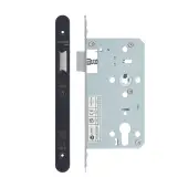 VDL0060-L-R-PVDBLK - Zoo Hardware Vier DIN Latch 60mm Backset with 2pc Radius Forend - PVD Black Finish