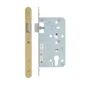 VDL0060-L-R-PVDSB - Zoo Hardware Vier DIN Latch 60mm Backset with 2pc Radius Forend - PVD Satin Brass Finish