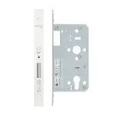 VDL0060-PCW - Zoo Hardware Vier DIN Euro Deadlock 60mm Backset with 2pc Square Forend - Powder Coated White Finish
