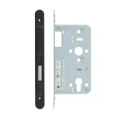 VDL0060-R-PCB - Zoo Hardware Vier DIN Euro Deadlock 60mm Backset with 2pc Radius Forend - Powder Coated Black Finish