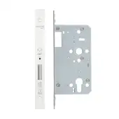 VDL0060-ST-PCW - Zoo Hardware Vier DIN Single Throw Euro Deadlock 60mm Backset with 2pc Square Forend - Powder Coated White Finish