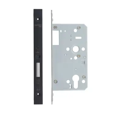 Click Here To Enlarge This Photo Of VDL0060-ST-PVDBLK - Zoo Hardware Vier DIN Single Throw Euro Deadlock 60mm Backset with 2pc Square Forend - PVD Black Finish
