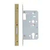 VDL0060-ST-PVDSB - Zoo Hardware Vier DIN Single Throw Euro Deadlock 60mm Backset with 2pc Square Forend - PVD Satin Brass Finish