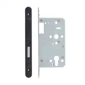 VDL0060-ST-R-PCB - Zoo Hardware Vier DIN Single Throw Euro Deadlock 60mm Backset with 2pc Radius Forend - Powder Coated Black Finish