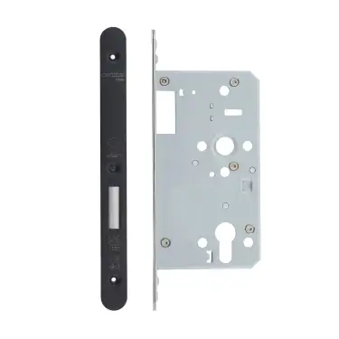 Click Here To Enlarge This Photo Of VDL0060-ST-R-PVDBLK - Zoo Hardware Vier DIN Single Throw Euro Deadlock 60mm Backset with 2pc Radius Forend - PVD Black Finish