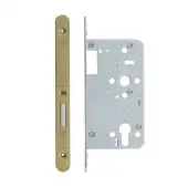 VDL0060-ST-R-PVDSB - Zoo Hardware Vier DIN Single Throw Euro Deadlock 60mm Backset with 2pc Radius Forend - PVD Satin Brass Finish
