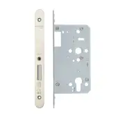 VDL0060-ST-R-SSS - Zoo Hardware Vier DIN Single Throw Euro Deadlock 60mm Backset with 2pc Radius Forend - Satin Stainless Steel Finish