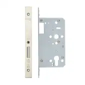 VDL0060-ST-SSS - Zoo Hardware Vier DIN Single Throw Euro Deadlock 60mm Backset with 2pc Square Forend - Satin Stainless Steel Finish