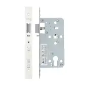 VDL7255-NL-PCW - Zoo Hardware Vier DIN Nightlatch 55mm Backset (72mm Centres) with 2pc Square Forend - Powder Coated White Finish