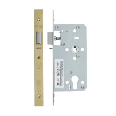 Click Here To Enlarge This Photo Of VDL7255-NL-PVDSB - Zoo Hardware Vier DIN Nightlatch 55mm Backset (72mm Centres) with 2pc Square Forend - PVD Satin Brass Finish