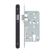 VDL7255-NL-R-PCB - Zoo Hardware Vier DIN Nightlatch 55mm Backset (72mm Centres) with 2pc Radius Forend - Powder Coated Black Finish