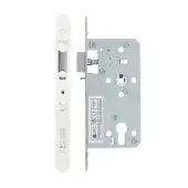 VDL7255-NL-R-PCW - Zoo Hardware Vier DIN Nightlatch 55mm Backset (72mm Centres) with 2pc Radius Forend - Powder Coated White Finish