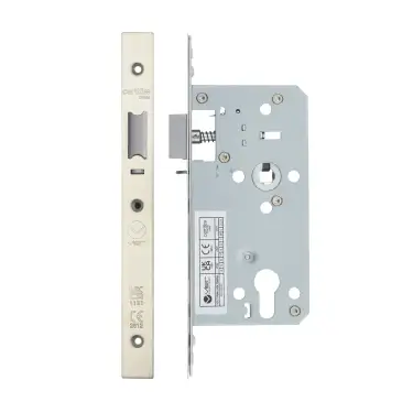 Click Here To Enlarge This Photo Of VDL7255-NL-SSS - Zoo Hardware Vier DIN Nightlatch 55mm Backset (72mm Centres) with 2pc Square Forend - Satin Stainless Steel Finish