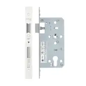 VDL7255-PCW - Zoo Hardware Vier DIN Euro Sashlock 55mm Backset (72mm Centres) with 2pc Square Forend - Powder Coated White Finish