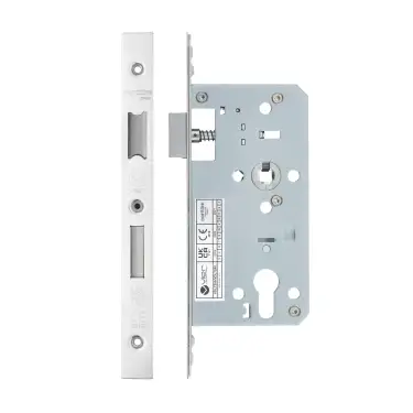 Click Here To Enlarge This Photo Of VDL7255-PSS - Zoo Hardware Vier DIN Euro Sashlock 55mm Backset (72mm Centres) with 2pc Square Forend - Polished Stainless Steel Finish