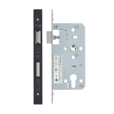 Click Here To Enlarge This Photo Of VDL7255-PVDBLK - Zoo Hardware Vier DIN Euro Sashlock 55mm Backset (72mm Centres) with 2pc Square Forend - PVD Black Finish