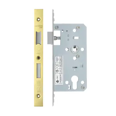 Click Here To Enlarge This Photo Of VDL7255-PVDG - Zoo Hardware Vier DIN Euro Sashlock 55mm Backset (72mm Centres) with 2pc Square Forend - PVD Gold Finish