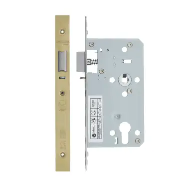 Click Here To Enlarge This Photo Of VDL7260-NL-PVDSB - Zoo Hardware Vier DIN Nightlatch 60mm Backset (72mm Centres) with 2pc Square Forend - PVD Satin Brass Finish