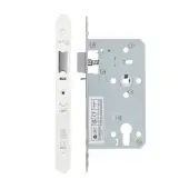 VDL7260-NL-R-PCW - Zoo Hardware Vier DIN Nightlatch 60mm Backset (72mm Centres) with 2pc Radius Forend - Powder Coated White Finish