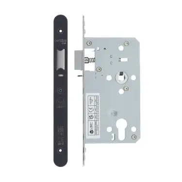 Click Here To Enlarge This Photo Of VDL7260-NL-R-PVDBLK - Zoo Hardware Vier DIN Nightlatch 60mm Backset (72mm Centres) with 2pc Radius Forend - PVD Black Finish