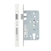 VDL7260-PCW - Zoo Hardware Vier DIN Euro Sashlock 60mm Backset (72mm Centres) with 2pc Square Forend - Powder Coated White Finish