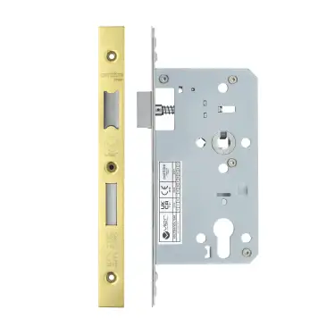 Click Here To Enlarge This Photo Of VDL7260-PVDG - Zoo Hardware Vier DIN Euro Sashlock 60mm Backset (72mm Centres) with 2pc Square Forend - PVD Gold Finish