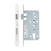 VDL7260-R-PCW - Zoo Hardware Vier DIN Euro Sashlock 60mm Backset (72mm Centres) with 2pc Radius Forend - Powder Coated White Finish