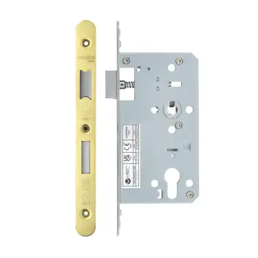 Click Here To Enlarge This Photo Of VDL7260-R-PVDG - Zoo Hardware Vier DIN Euro Sashlock 60mm Backset (72mm Centres) with 2pc Radius Forend - PVD Gold Finish