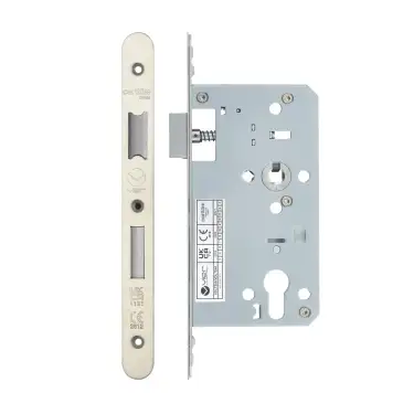 Click Here To Enlarge This Photo Of VDL7260-R-SSS - Zoo Hardware Vier DIN Euro Sashlock 60mm Backset (72mm Centres) with 2pc Radius Forend - Satin Stainless Steel Finish