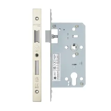 Click Here To Enlarge This Photo Of VDL7260-SSS - Zoo Hardware Vier DIN Euro Sashlock 60mm Backset (72mm Centres) with 2pc Square Forend - Satin Stainless Steel Finish
