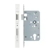 VDL7260-ST-PCW - Zoo Hardware Vier DIN Single Throw Euro Sashlock 60mm Backset (72mm Centres) with 2pc Square Forend - Powder Coated White Finish