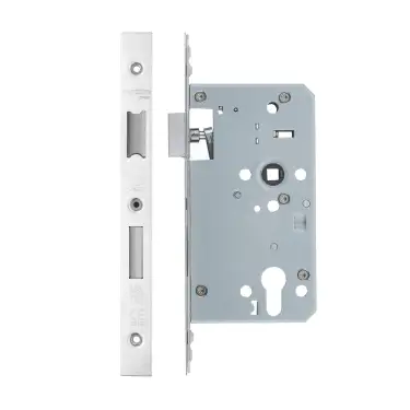 Click Here To Enlarge This Photo Of VDL7260-ST-PSS - Zoo Hardware Vier DIN Single Throw Euro Sashlock 60mm Backset (72mm Centres) with 2pc Square Forend - Polished Stainless Steel Finish