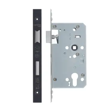 Click Here To Enlarge This Photo Of VDL7260-ST-PVDBLK - Zoo Hardware Vier DIN Single Throw Euro Sashlock 60mm Backset (72mm Centres) with 2pc Square Forend - PVD Black Finish