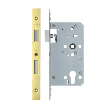 Click Here To Enlarge This Photo Of VDL7260-ST-PVDG - Zoo Hardware Vier DIN Single Throw Euro Sashlock 60mm Backset (72mm Centres) with 2pc Square Forend - PVD Gold Finish