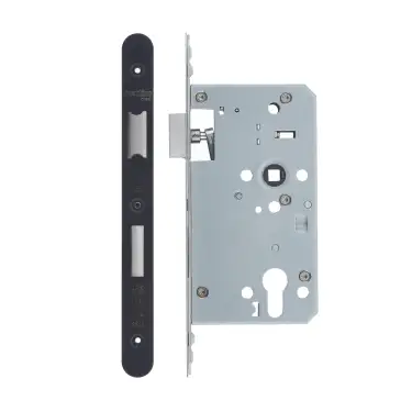Click Here To Enlarge This Photo Of VDL7260-ST-R-PCB - Zoo Hardware Vier DIN Single Throw Euro Sashlock 60mm Backset (72mm Centres) with 2pc Radius Forend - Powder Coated Black Finish