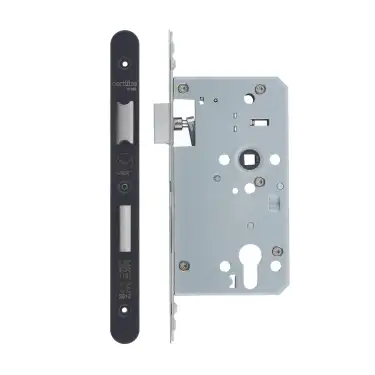 Click Here To Enlarge This Photo Of VDL7260-ST-R-PVDBLK - Zoo Hardware Vier DIN Single Throw Euro Sashlock 60mm Backset (72mm Centres) with 2pc Radius Forend - PVD Black Finish