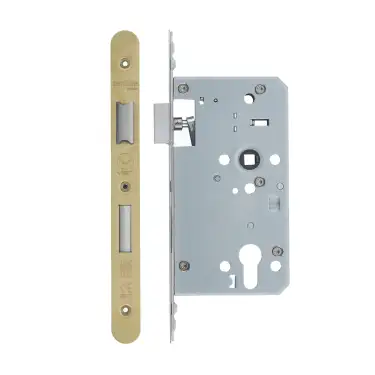 Click Here To Enlarge This Photo Of VDL7260-ST-R-PVDSB - Zoo Hardware Vier DIN Single Throw Euro Sashlock 60mm Backset (72mm Centres) with 2pc Radius Forend - PVD Satin Brass Finish