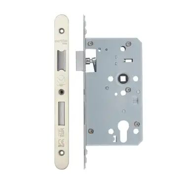 Click Here To Enlarge This Photo Of VDL7260-ST-R-SSS - Zoo Hardware Vier DIN Single Throw Euro Sashlock 60mm Backset (72mm Centres) with 2pc Radius Forend - Satin Stainless Steel Finish