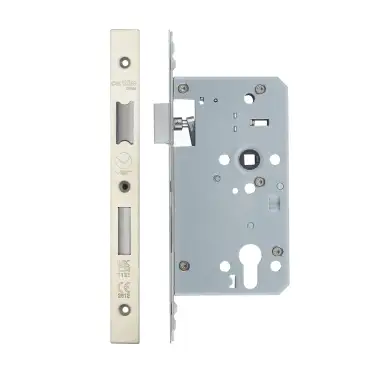 Click Here To Enlarge This Photo Of VDL7260-ST-SSS - Zoo Hardware Vier DIN Single Throw Euro Sashlock 60mm Backset (72mm Centres) with 2pc Square Forend - Satin Stainless Steel Finish