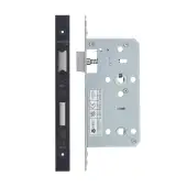VDL7855-PCB - Zoo Hardware Vier DIN Bathroom Lock 55mm Backset (78mm Centres) with 2pc Square Forend - Powder Coated Black Finish