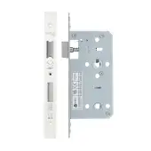 VDL7855-PCW - Zoo Hardware Vier DIN Bathroom Lock 55mm Backset (78mm Centres) with 2pc Square Forend - Powder Coated White Finish