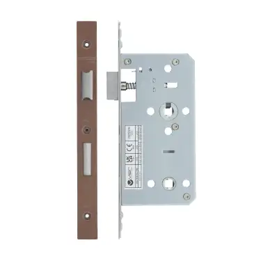 Click Here To Enlarge This Photo Of VDL7855-PVDBZ - Zoo Hardware Vier DIN Bathroom Lock 55mm Backset (78mm Centres) with 2pc Square Forend - PVD Bronze Finish