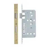 VDL7855-PVDSB - Zoo Hardware Vier DIN Bathroom Lock 55mm Backset (78mm Centres) with 2pc Square Forend - PVD Satin Brass Finish