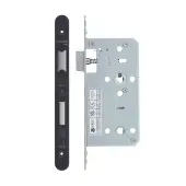 VDL7855-R-PVDBLK - Zoo Hardware Vier DIN Bathroom Lock 55mm Backset (78mm Centres) with 2pc Radius Forend - PVD Black Finish