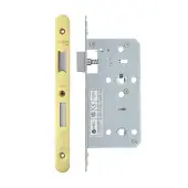 VDL7855-R-PVDG - Zoo Hardware Vier DIN Bathroom Lock 55mm Backset (78mm Centres) with 2pc Radius Forend - PVD Gold Finish
