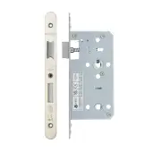 VDL7855-R-SSS - Zoo Hardware Vier DIN Bathroom Lock 55mm Backset (78mm Centres) with 2pc Radius Forend - Satin Stainless Steel Finish