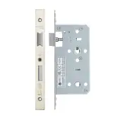 VDL7855-SSS - Zoo Hardware Vier DIN Bathroom Lock 55mm Backset (78mm Centres) with 2pc Square Forend - Satin Stainless Steel Finish